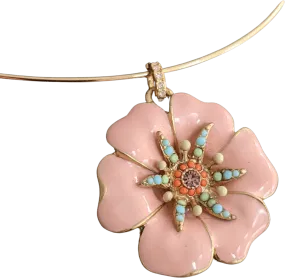 00's Floral Pendant Neckwire Necklace