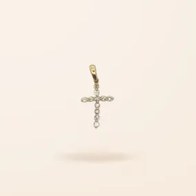 14K Gold Mini Diamond Cross Charm