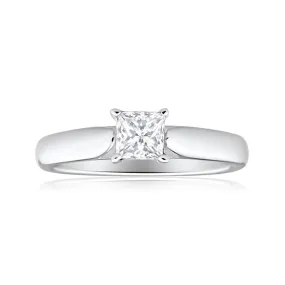 18ct White Gold Solitaire Ring With 0.5 Carat 4 Claw Set Diamond