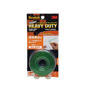 3M Scotch Super Heavy Duty Tape for Glass & Acrylic - Flat, Smooth & Clear Surfaces Transparent 19 mm X 1.5 Meter