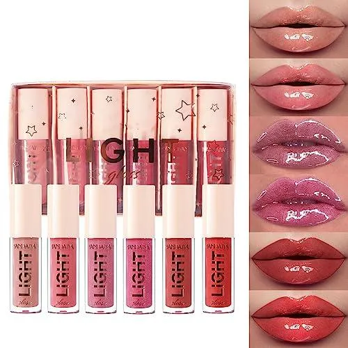 6PCS Hydrating Lip Gloss Neutral Nude Nourishing Glossy