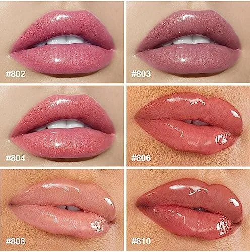 6PCS Hydrating Lip Gloss Neutral Nude Nourishing Glossy