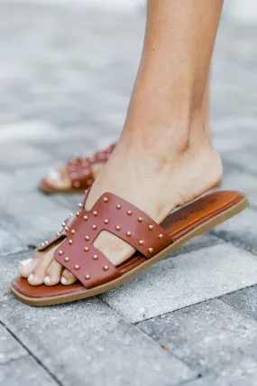 Carrie Camel and Gold Studded Sandals FINAL SALE