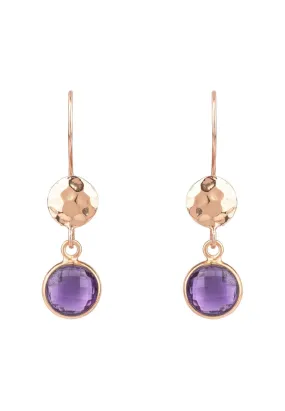 Circle & Hammer Earrings Rosegold Amethyst