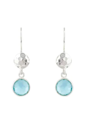 Circle & Hammer Earrings Silver Blue Topaz