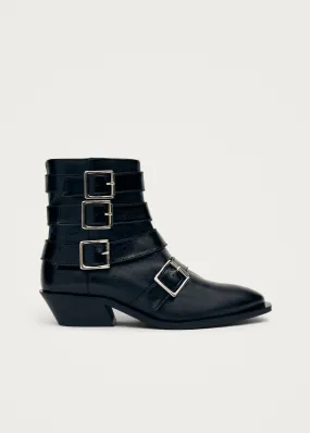 Eras Black Leather Ankle Boots