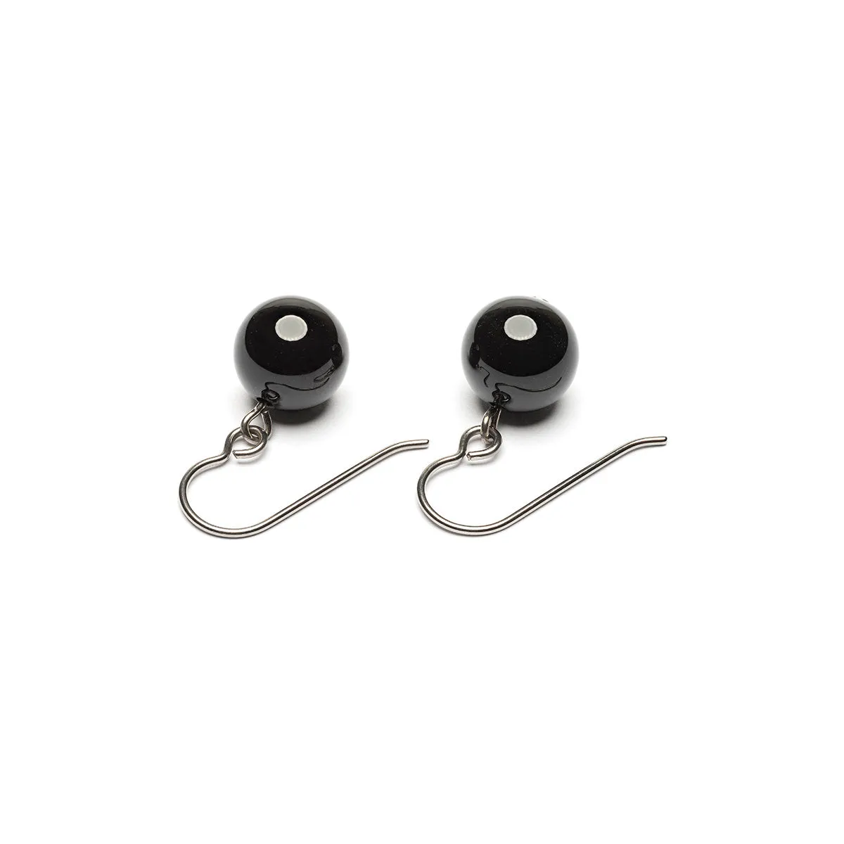 Genuine Black Onyx Niobium French Hook Earrings