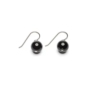 Genuine Black Onyx Niobium French Hook Earrings