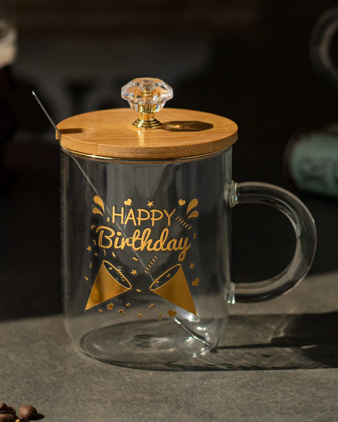 'Happy Birthday' Clear Coffee/Milk Mug