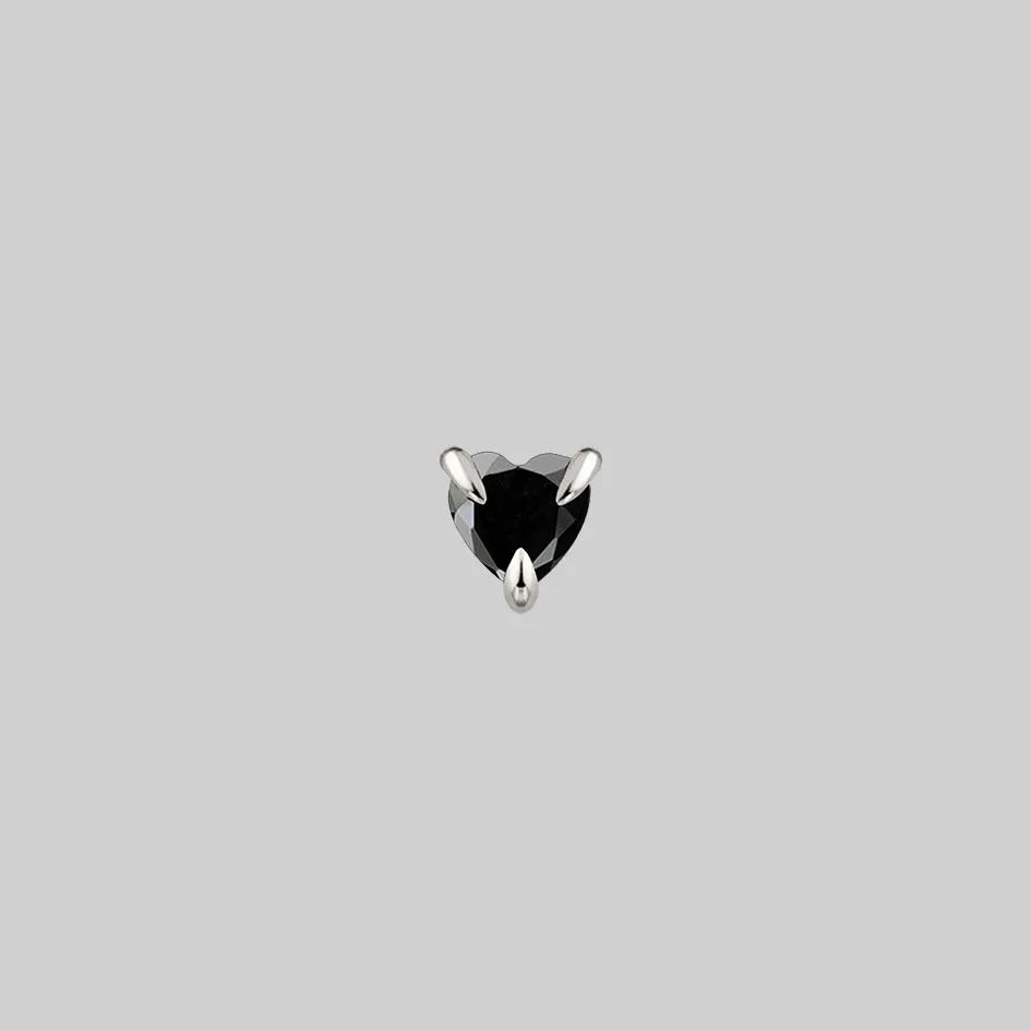 HEART & SOUL. Black Spinel Heart Stud Earring - Silver