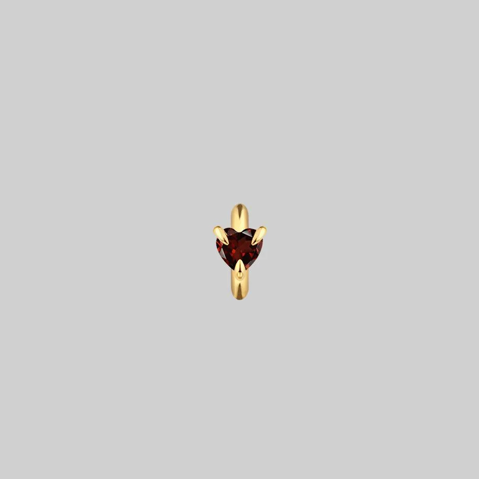 HEART & SOUL. Garnet Heart Clicker Ring - Gold