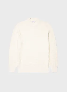 Men's Mariner Mock Neck Jumper in Ecru