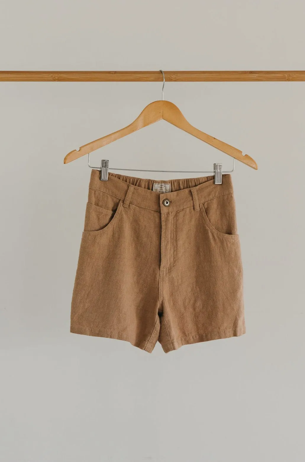 Miller Shorts- Textured Linen Shorts - Light Brown