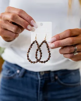 NEW! Chocolate Square Beaded Teardrop Earrings