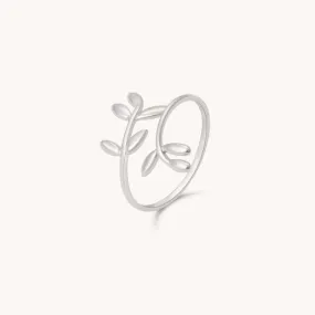 Olive Leaves Silver Adjustable Ring W.