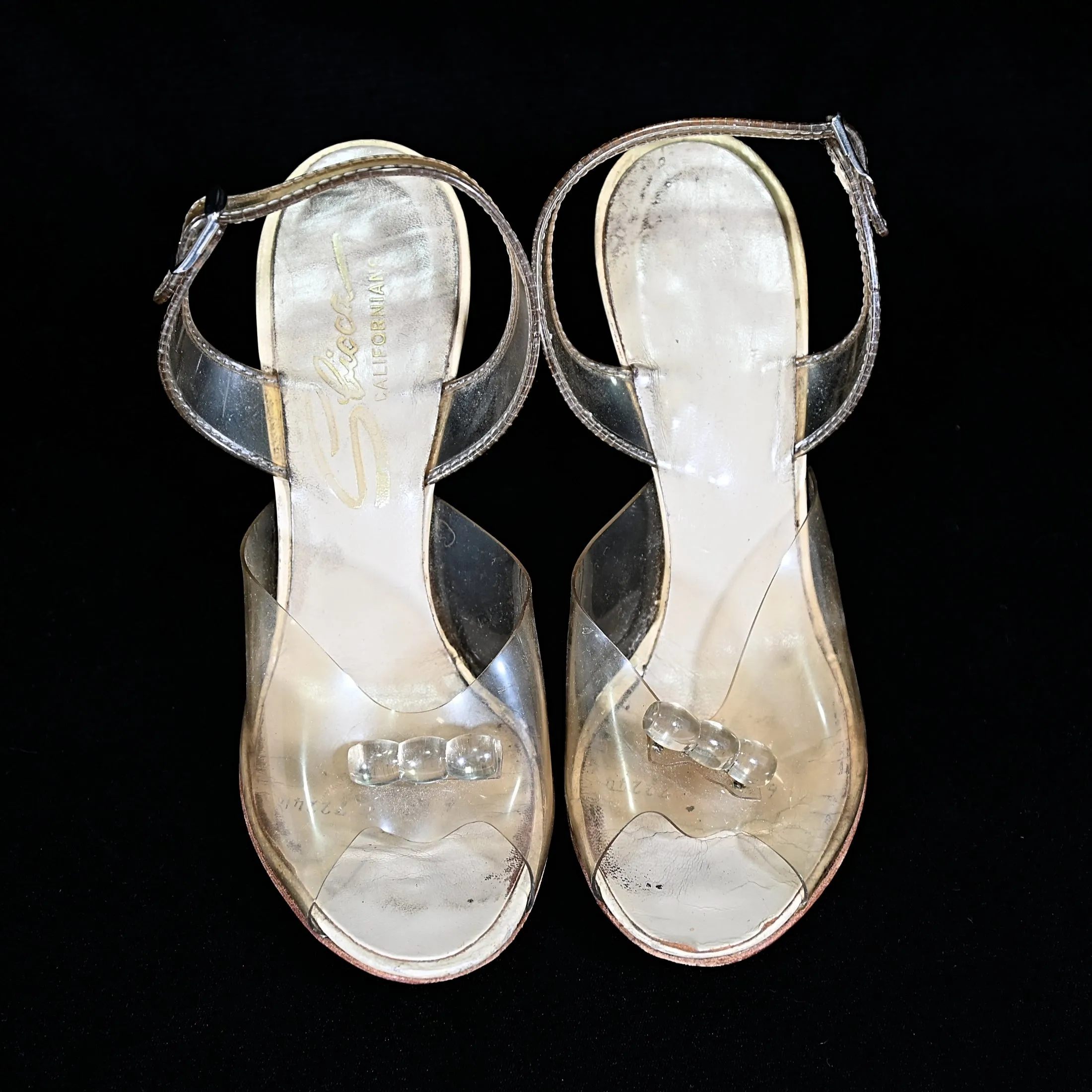 SOLD Vintage 50s Clear Vinyl & Carved Lucite Heels by Sbicca