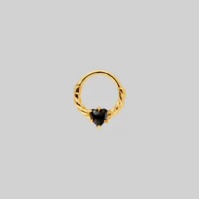 SPRITE. Clawed Heart Gemstone Septum Clicker Ring - Gold