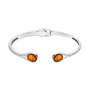 Sterling Silver Amber Hinged Bangle