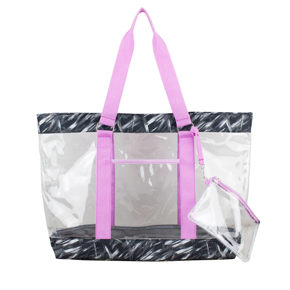 Supreme Deluxe 100% Clear PVC Printed Large Tote with Large Wristlet