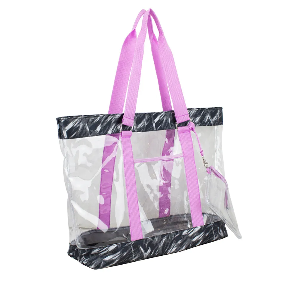 Supreme Deluxe 100% Clear PVC Printed Large Tote with Large Wristlet